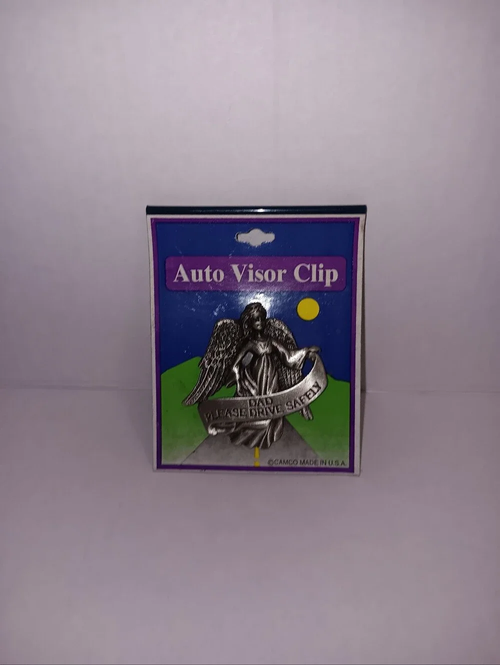 Dad Please Drive Safely Auto Visor Clip – Silver